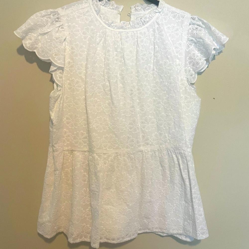 Crown and Ivy peplum eyelet blouse